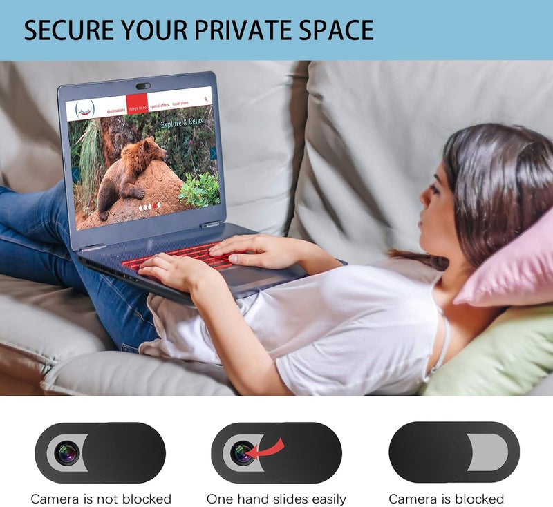 EYSOFT Webcam Cover, Webcam Cover Slide Compatible for Laptop, Desktop, PC, MacBook Pro, iMac, Mac mini, iPad Pro, Smartphone,Protect Your Privacy and Security,Strong Adhesive (Black) - Image 4